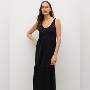 Mango tiered scoop neck smock tank dress in black
